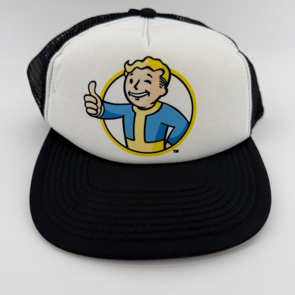 Bethesda Fallout Quickturn Mens Hat Black White‎ Mesh Trucker Cap  New